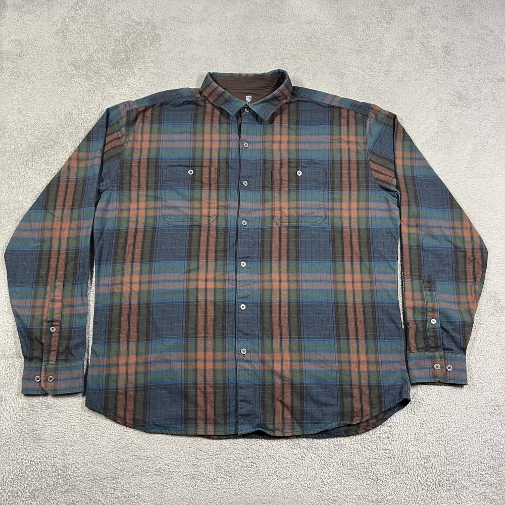 Kuhl Fugitive Flannel Shirt Mens 2XL Pockets Plaid Button Up Long Sleeve